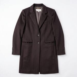 Hobbs London 100% Wool Coat Eggplant Single-Breasted Tailored Coat